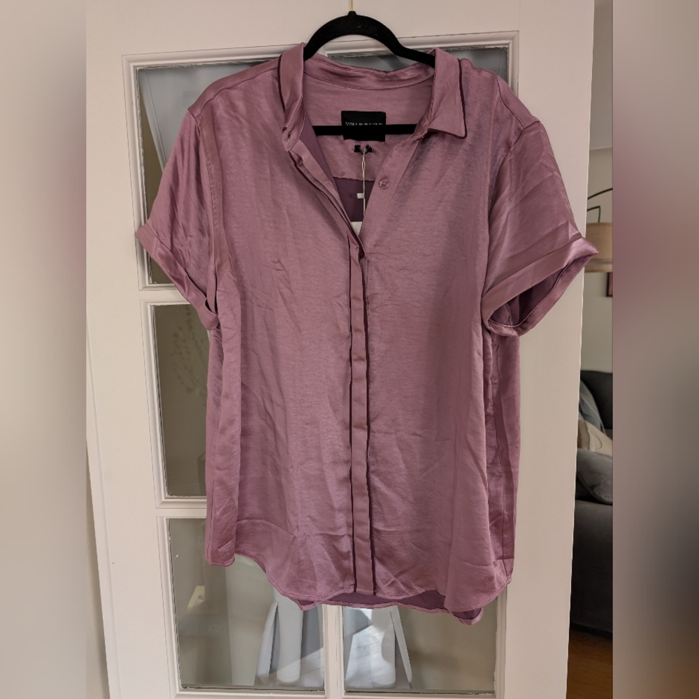 New Wildfang Satin Button Up XL